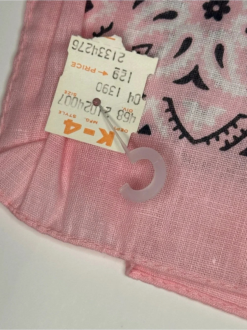 Vintage Light Pink Bandana 100% Cotton 13962 Floral Paisley Print USA Made NEW